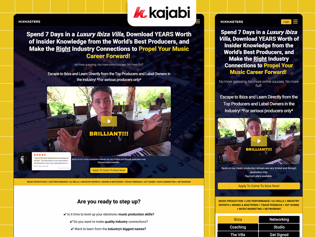 Cover image for Kajabi Sales Page Design for Music Platform