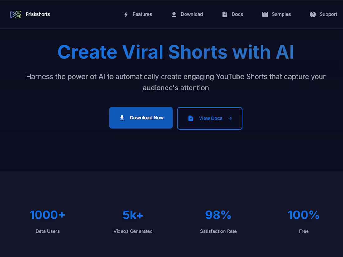 Cover image for Friskshorts - Create Viral YouTube Shorts with AI