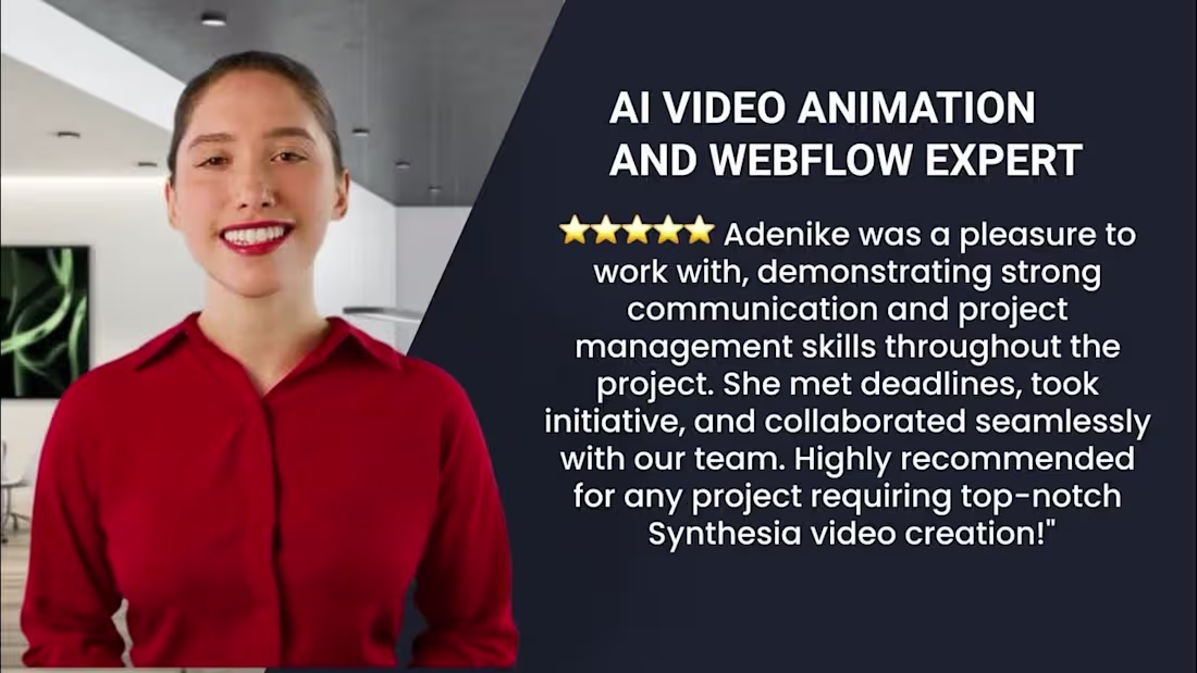 Cover image for AI Video Animation for Adenike on Synthesia