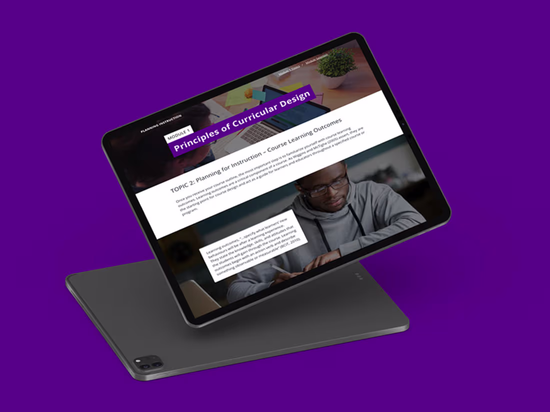 Cover image for Online course build at Humber College