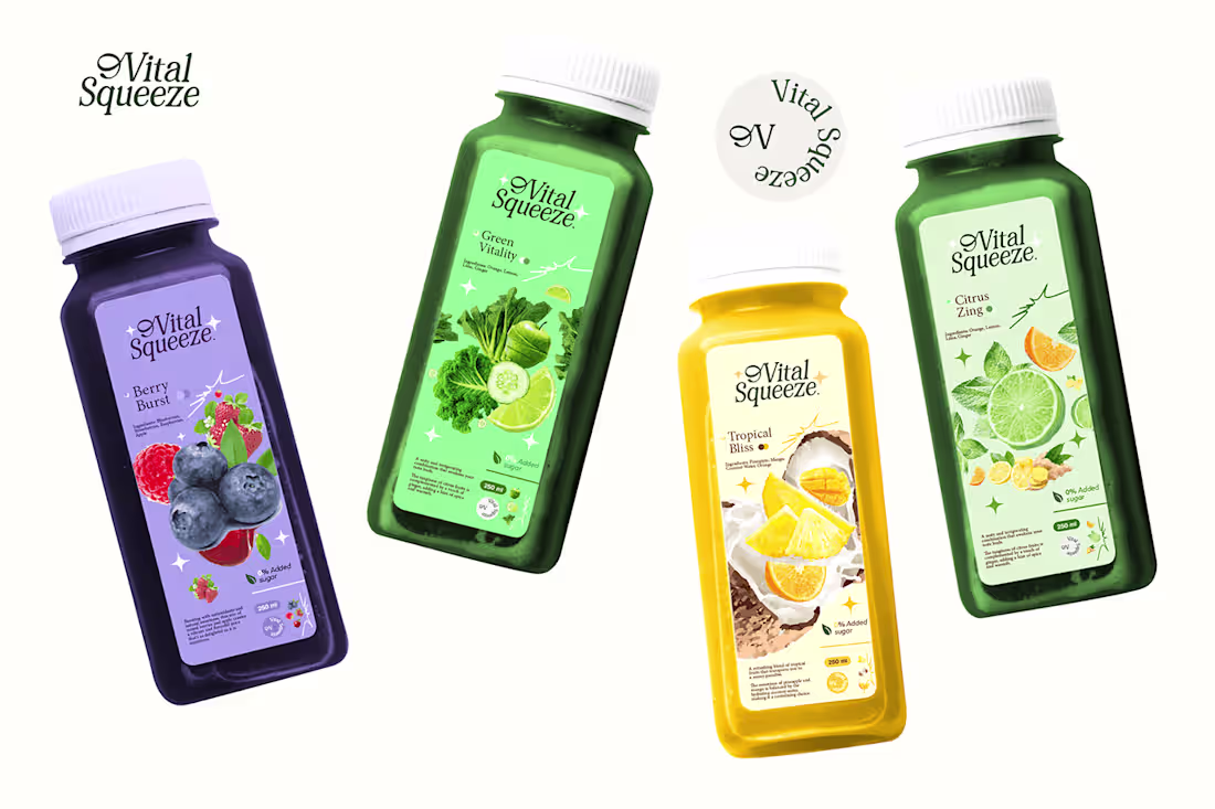 Cover image for Vital Squeeze Brand identity and packaging design :: Behance