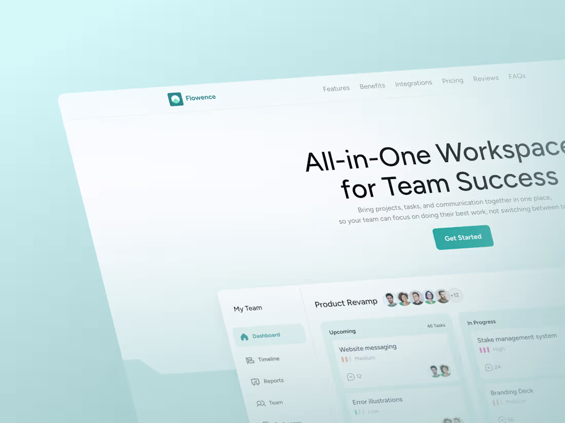 Cover image for Flowence - Team Productivity Tool : Landing Page