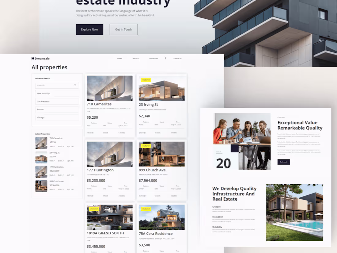 Cover image for Designing and development of a real estate website 