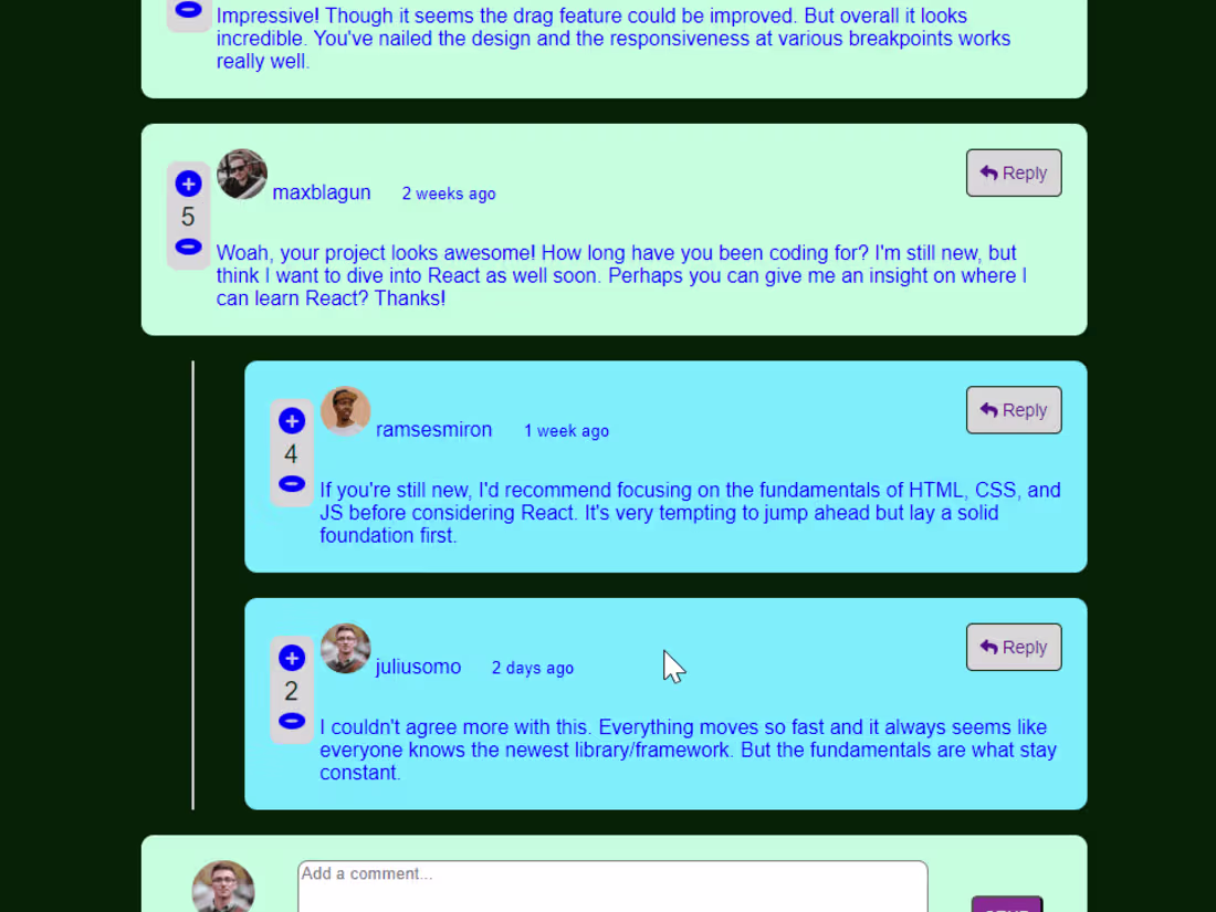 Cover image for Frontend Mentor | Interactive comments section