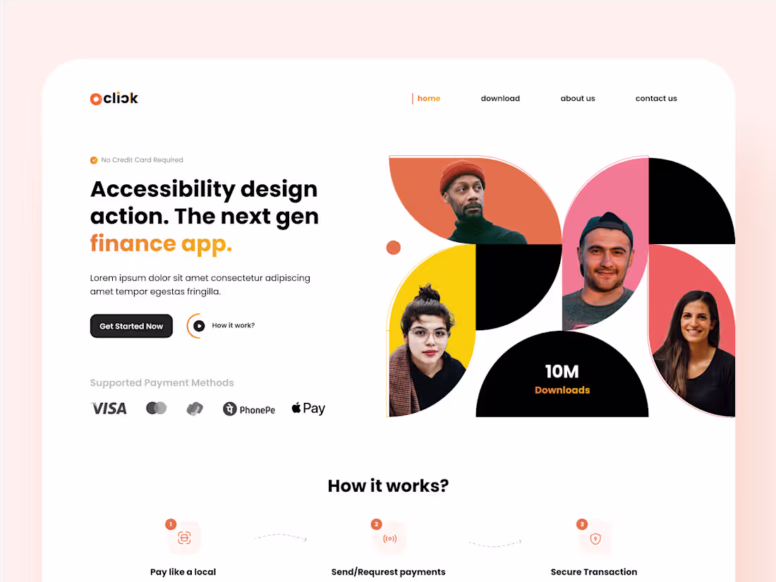 Cover image for Click Payment App- Landing Page Design