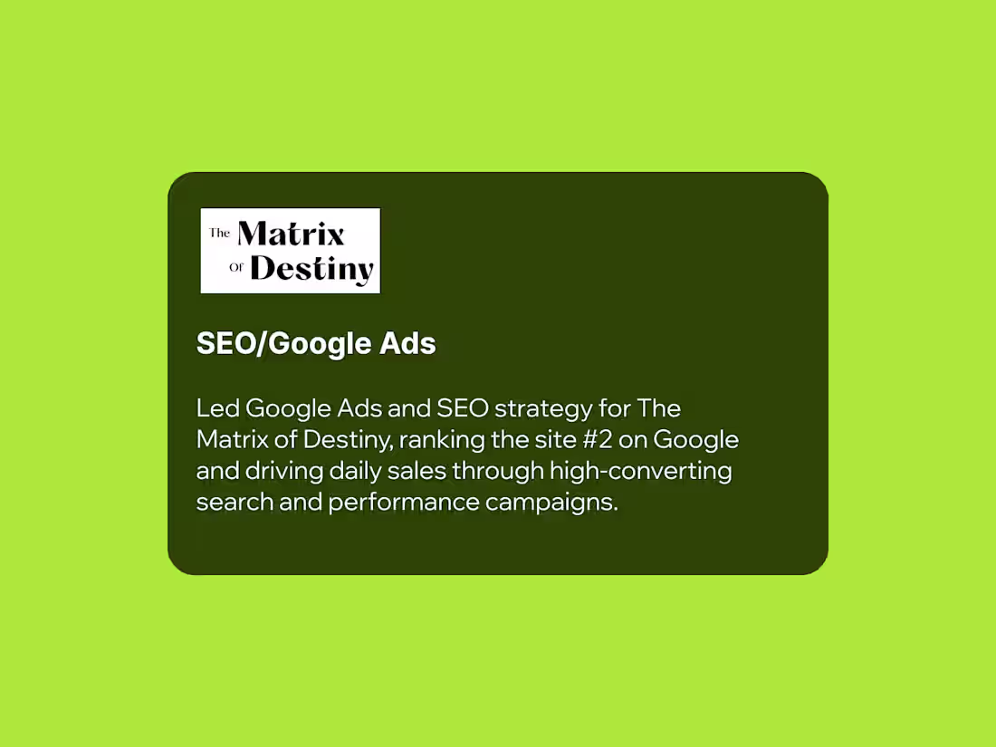 Cover image for SEO & Google Ads Strategy for The Matrix of Destiny