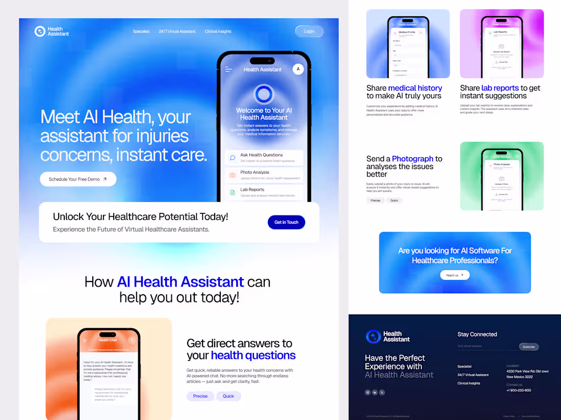 Cover image for AI Health Assistant Landing Page Design