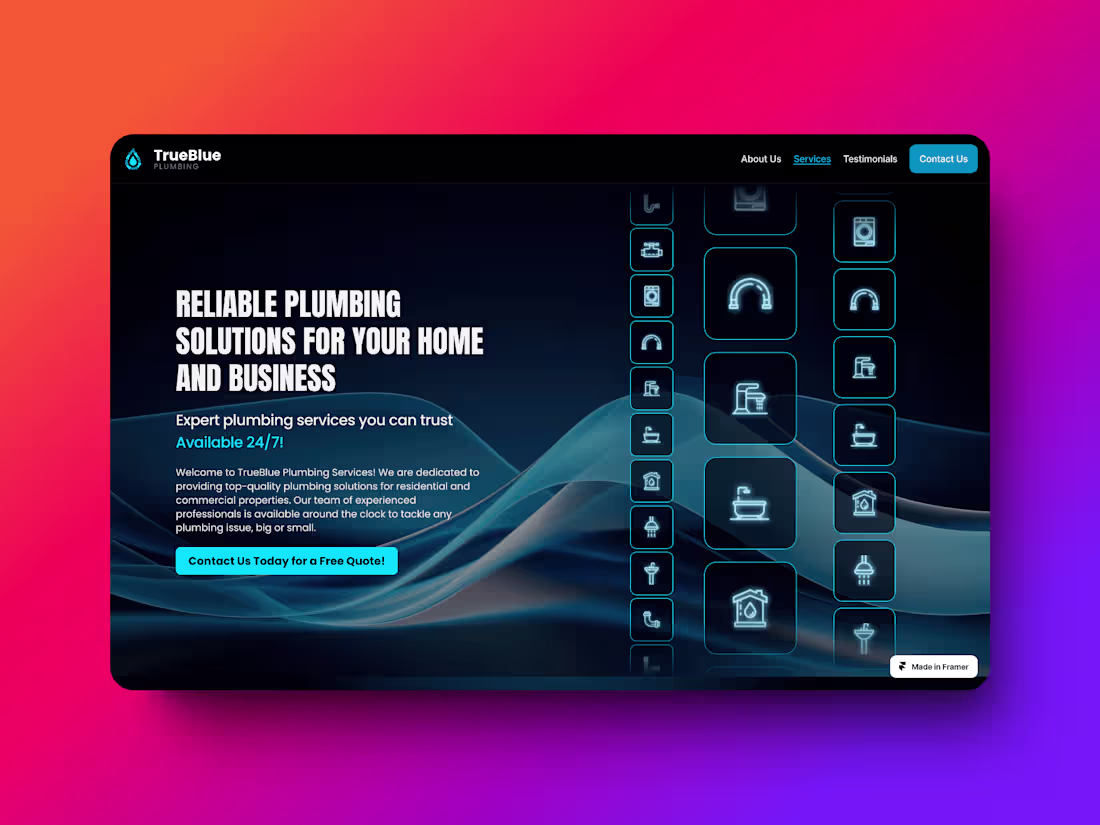 Cover image for True Blue - Plumbing Website Template