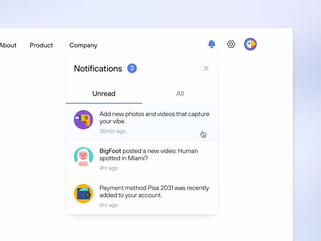 Cover image for ° concept notification by qartulad on Dribbble