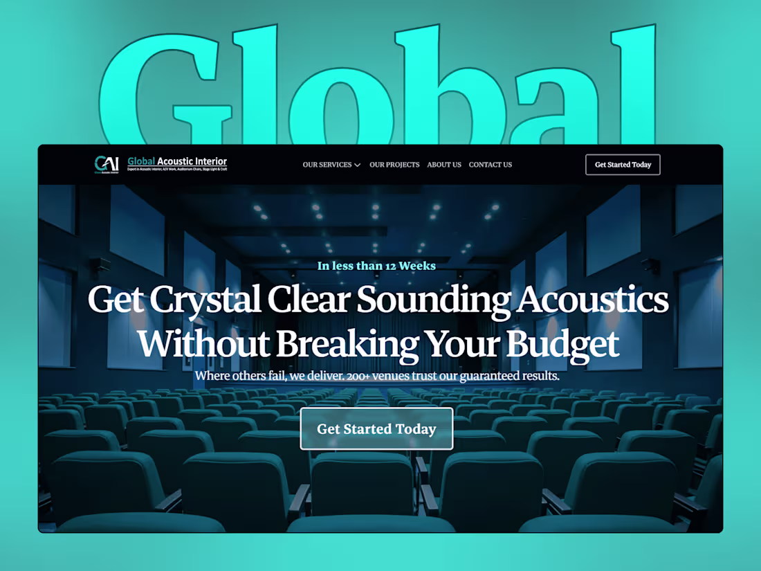 Cover image for Global Acoustics Interior Landing Page & other sub-pages