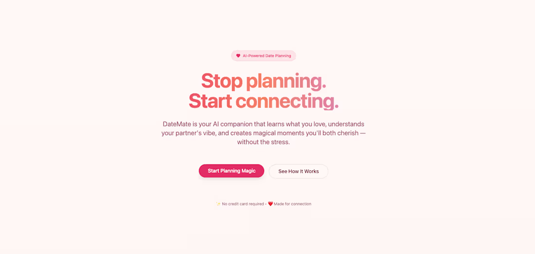 Cover image for AI Powered Date Planning for Real Connection