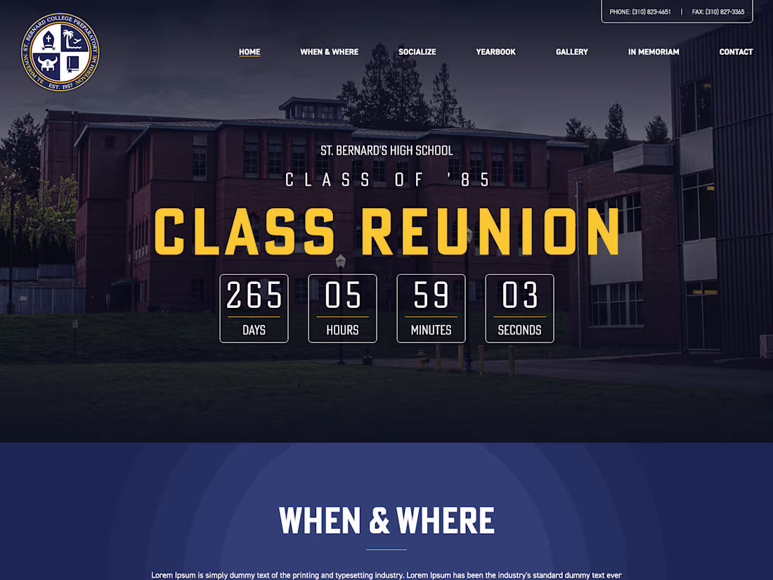 Cover image for Website design for School College Reunion