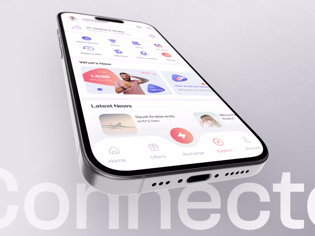 Cover image for Designed a modern 5G eSIM data app with smooth onboarding an...