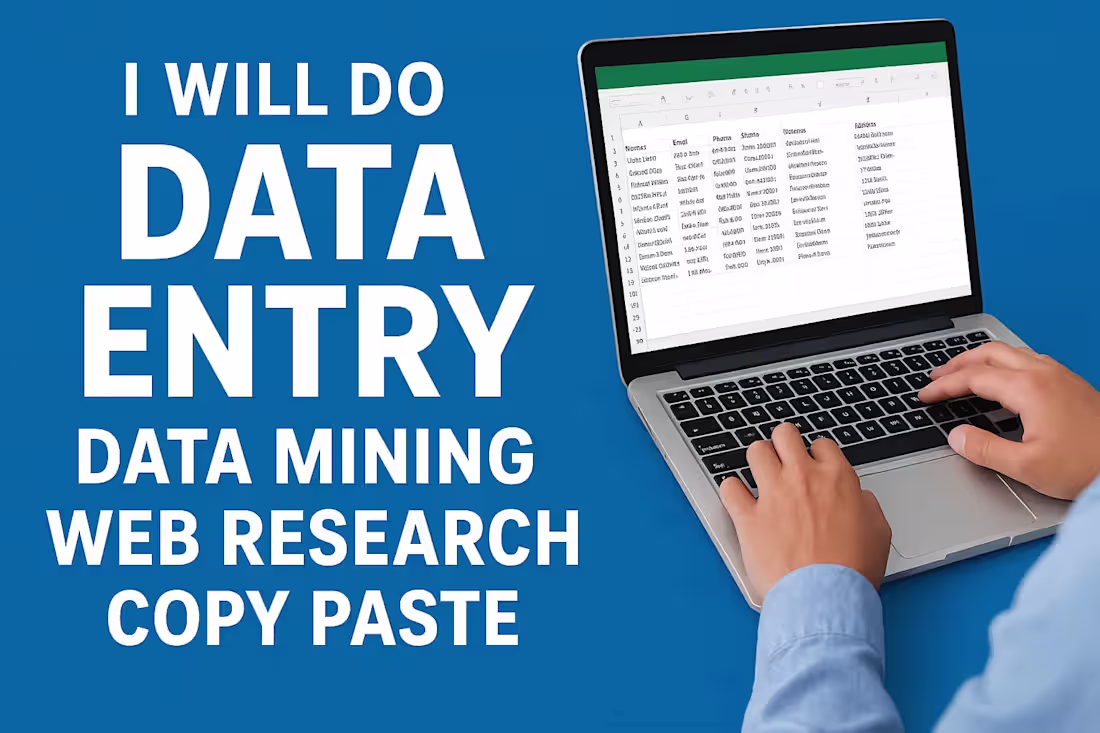 Cover image for Data entry, data scrape, lead generation, data finding