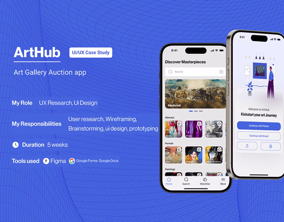 Cover image for ArtHub; Art gallery Auction App Case Study :: Behance