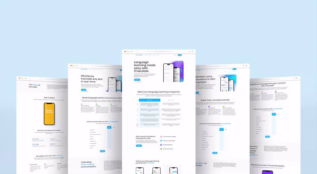 Cover image for iTranslate Feature Landing Pages & Language Learning Hub