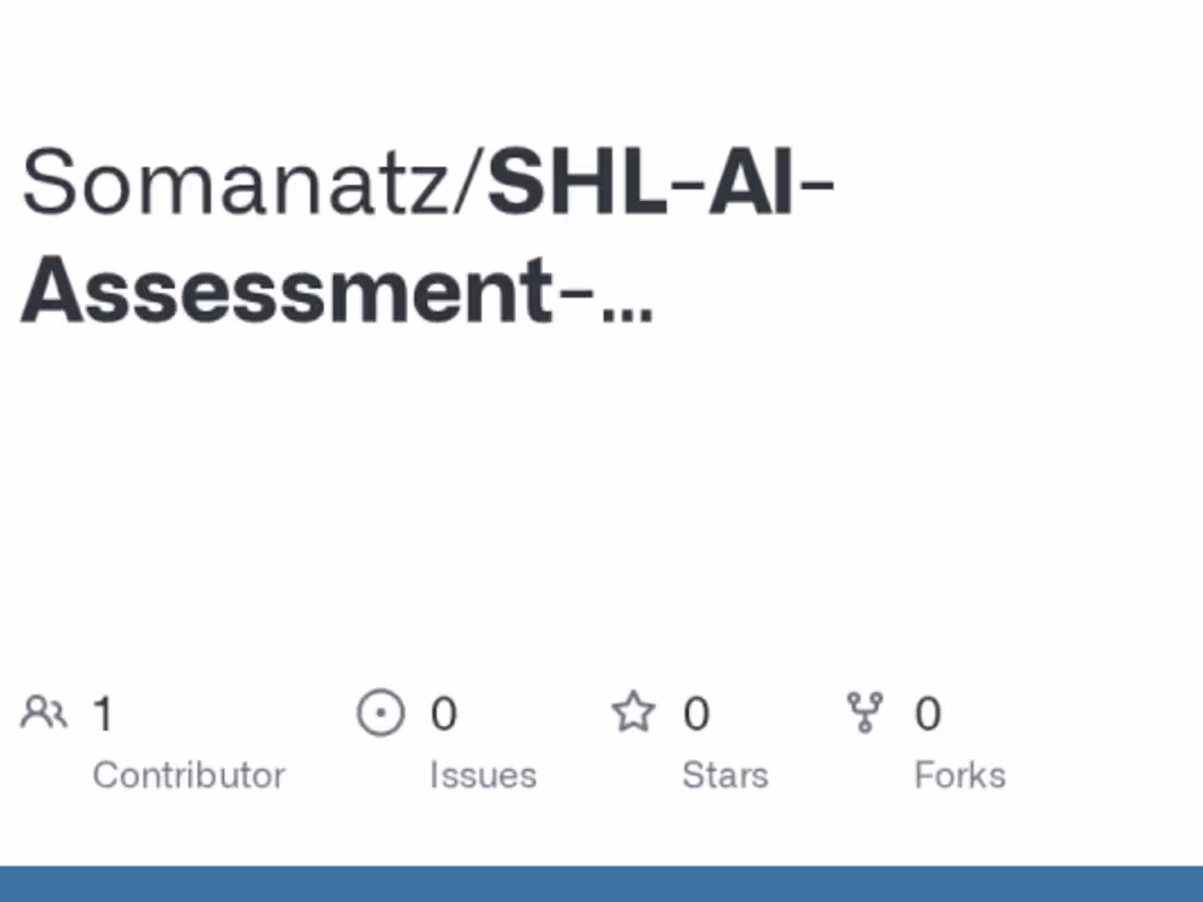 Cover image for SHL AI Assignment - Assessment Recommender