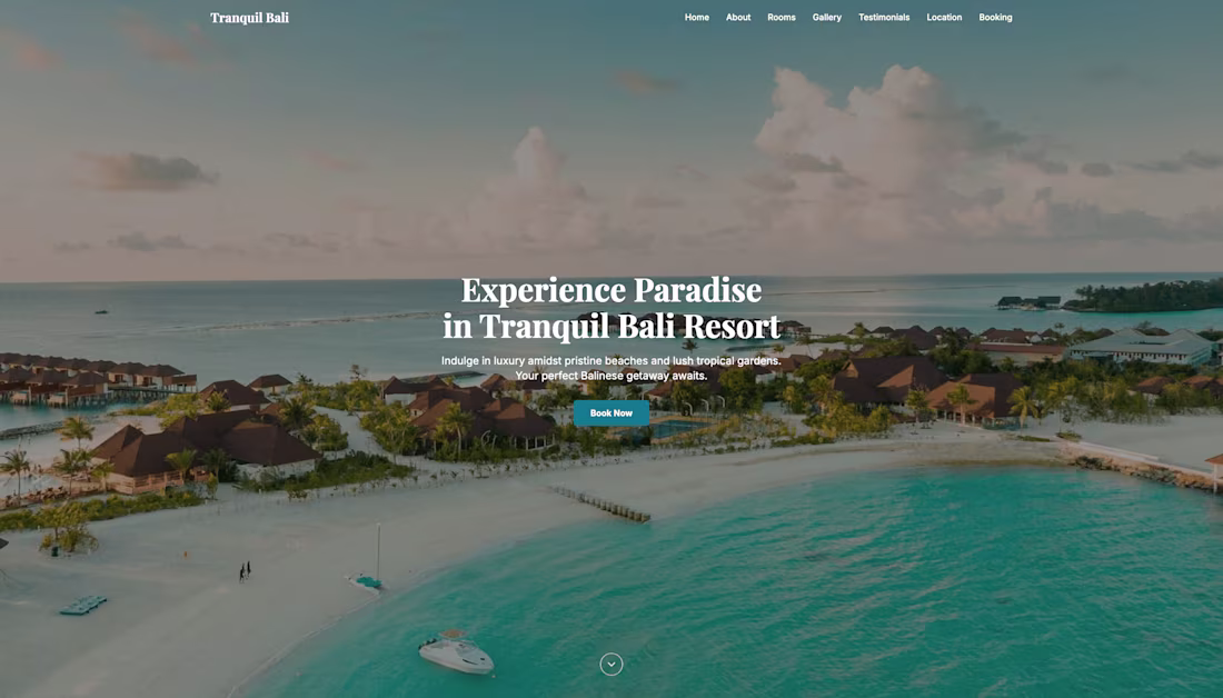 Cover image for Tranquil Bali Resort Landing Page Development