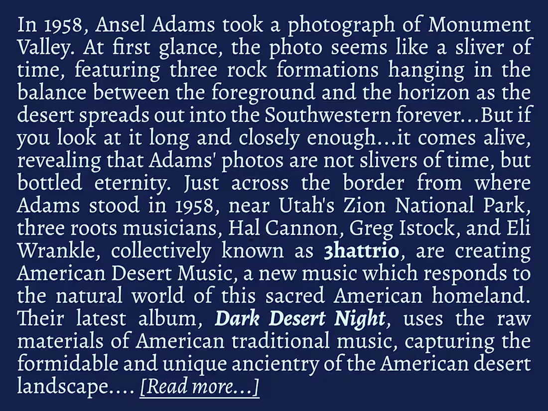 Cover image for Artist Bio: 3hattrio - Dark Desert Night (2015)