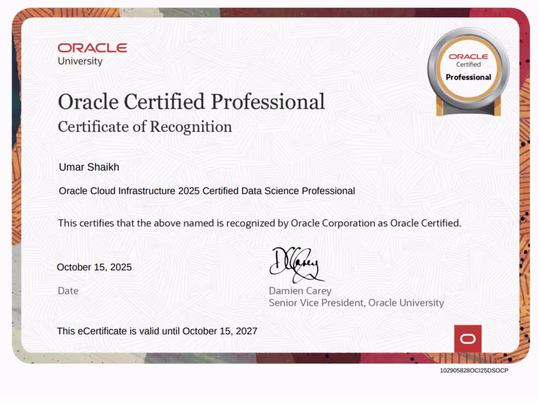 Cover image for Proud to share that I’ve earned the Oracle Cloud Infrastruct...