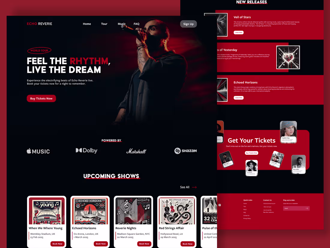 Cover image for Interactive Band Website: Upcoming Concerts, Albums & Tickets