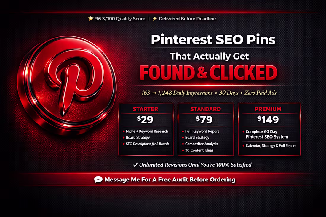 Cover image for Pinterest SEO Gig Design —
