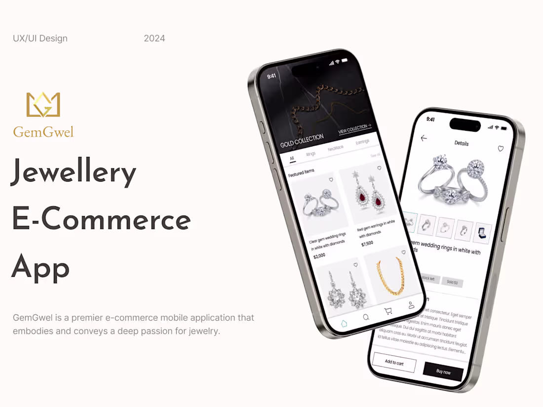 Cover image for GemGwel | An E-commerce jewellery shopping app | UX/UI