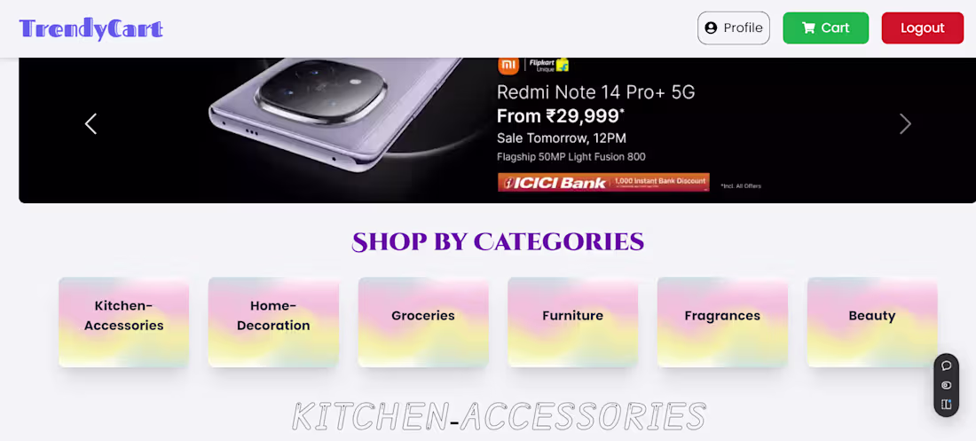 Cover image for 🛒 TrendyCart – E-Commerce Web App (MERN Stack) Designed and...