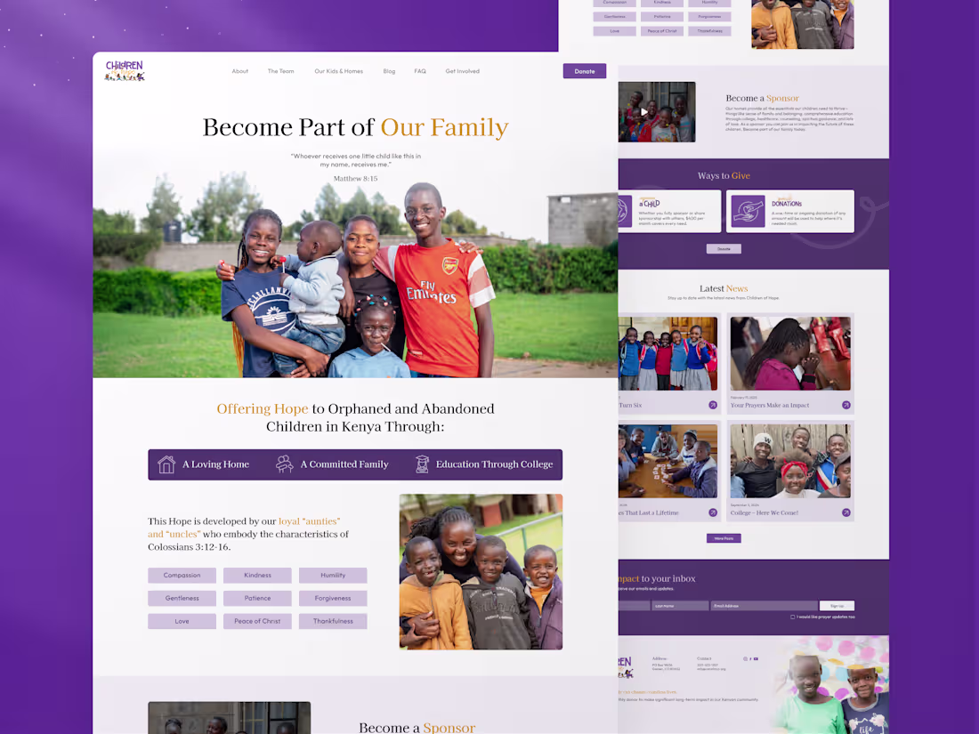 Cover image for NGO Child Welfare Site |  UI Design + Web Dev