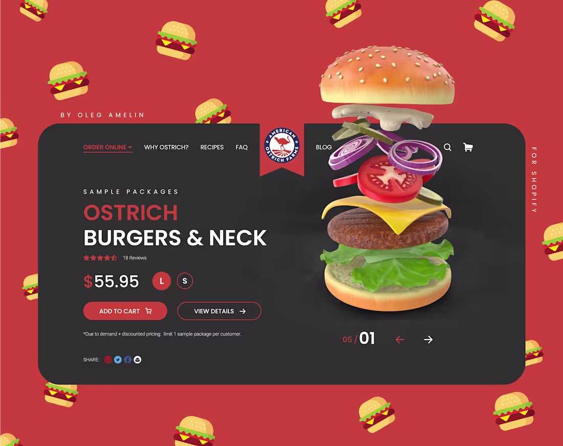 Cover image for UI/UX Design for Ostrich Burgers Shopify Website