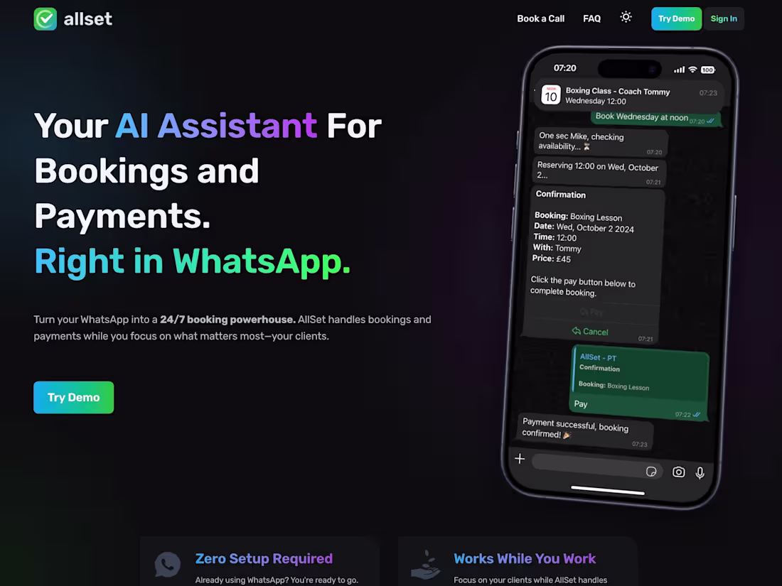 Cover image for allset - AI booking assistant