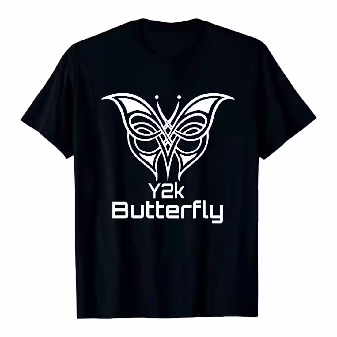 Cover image for White Y2k Butterfly Graphic Design on Black Background t-shi...