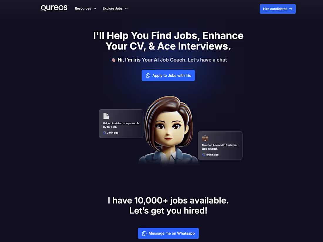 Cover image for Qureos | Your AI-Powered Job Coach - Iris