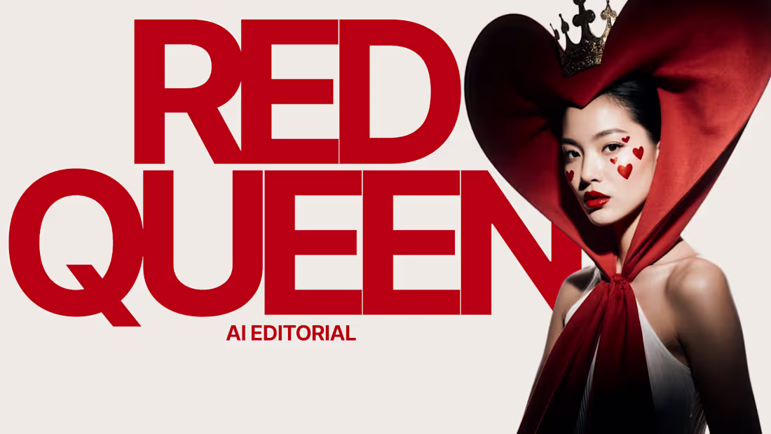 Cover image for “RED QUEEN | AI Editorial” is a fashion experiment created w...
