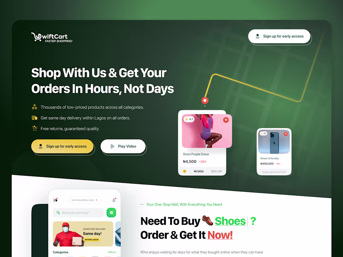Cover image for SwiftCart Landing Page Design