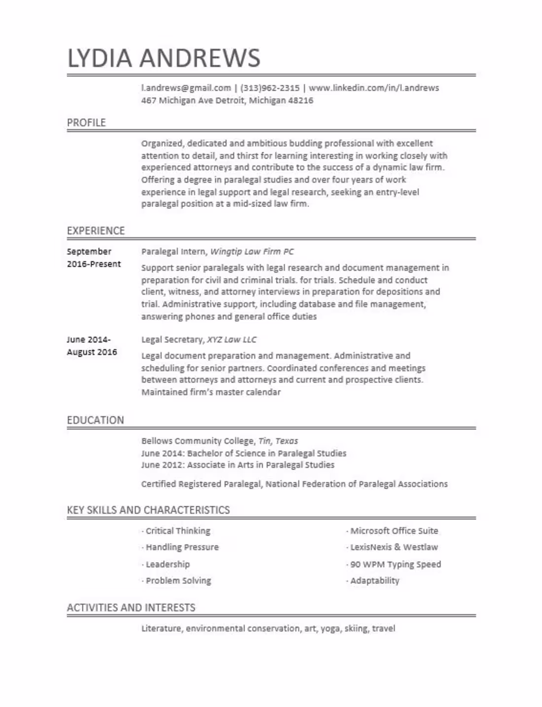 Cover image for Paralegal Resume Writing