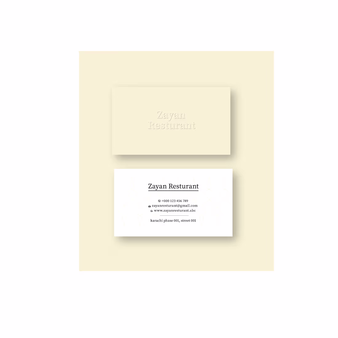 Cover image for Business Card Design for Zayan Restaurant