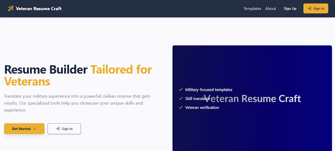 Cover image for Veteran Resume Craft Web Application Development