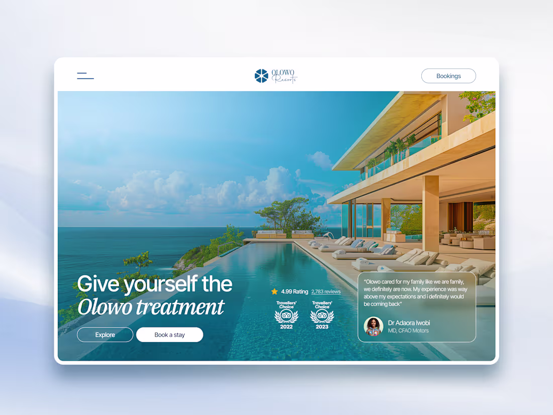 Cover image for Elevating Luxury Hospitality: Website for Olowo Resorts