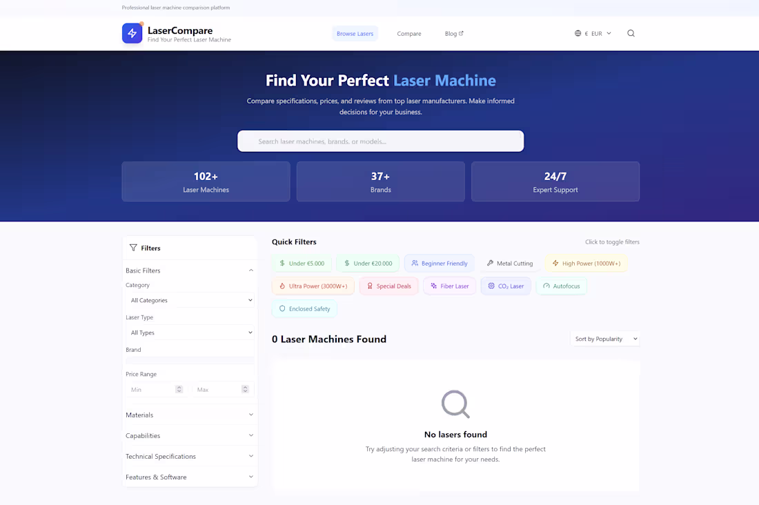 Cover image for Laser Comparison Platform Problem: Finding the right laser e...