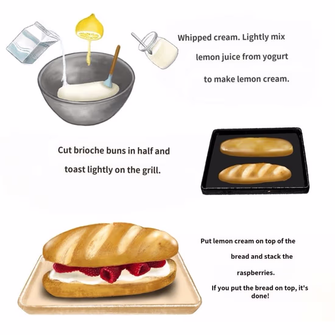 Cover image for Simple Cooking Recipe Card_ lemon cream brioche toast