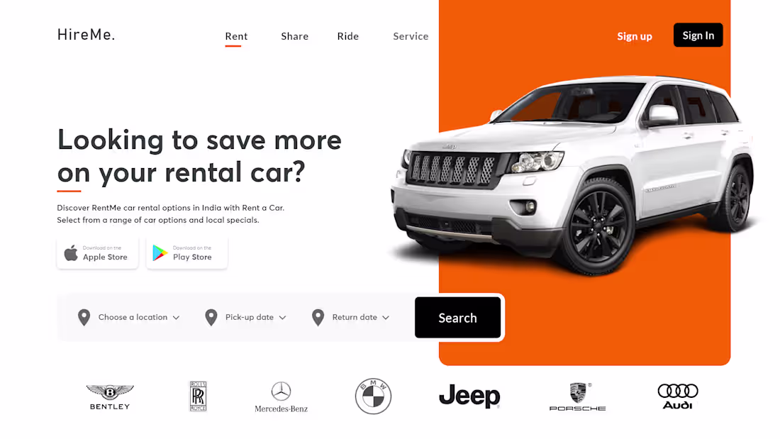 Cover image for HireMe. – A website for taking Luxurious cars for rent