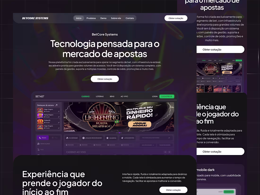 Cover image for BetCore Systems – Landing Page for a B2B Betting Platform