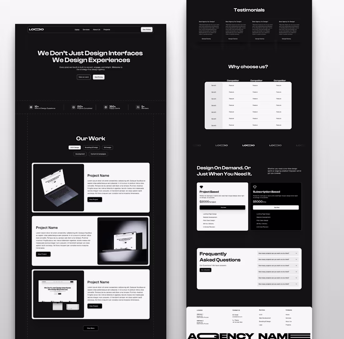 Cover image for Design Agency Service Website - Dark Theme