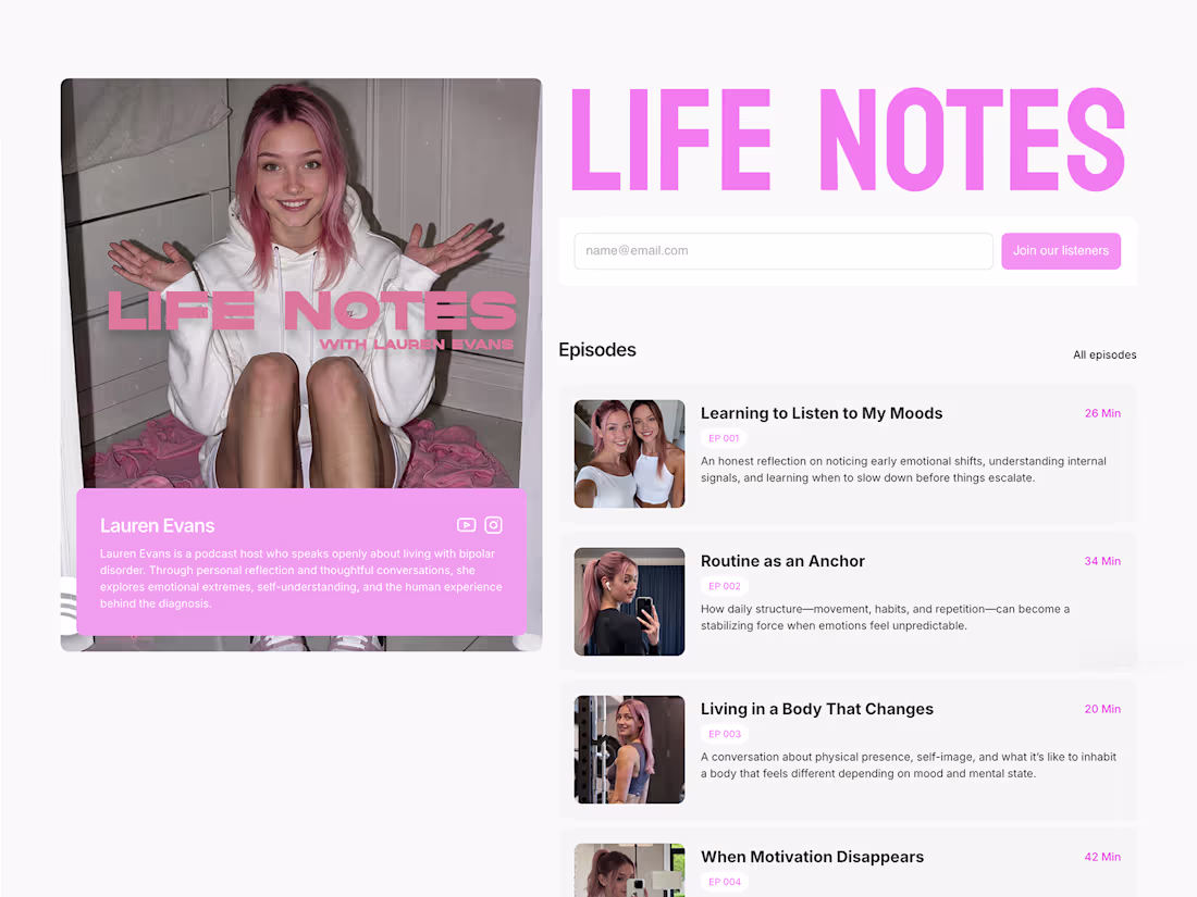 Cover image for Life Notes - Podcast Website Concept