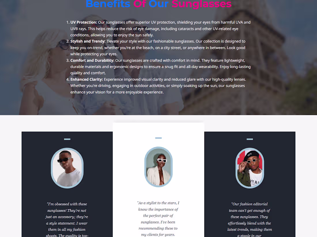 Cover image for Oakley Sunglasses Landing page