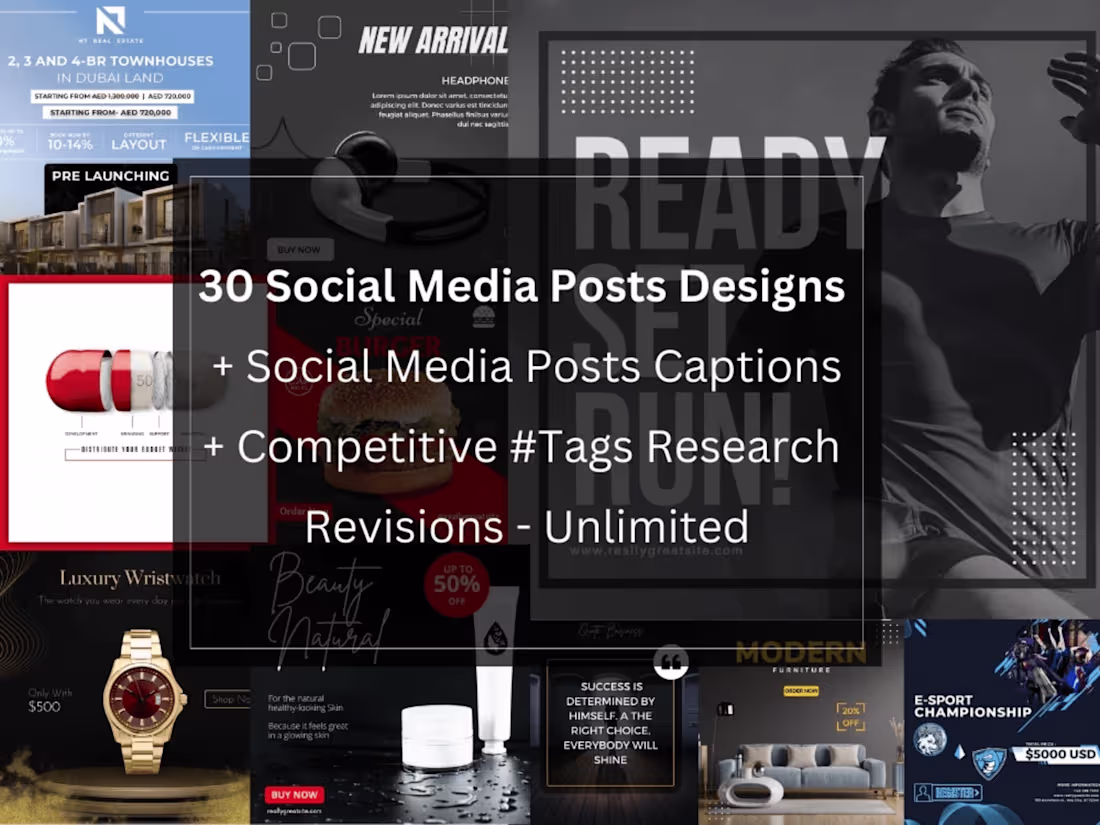 Cover image for Get 30 Social Media Post Designs | Captions | #TAGS Research