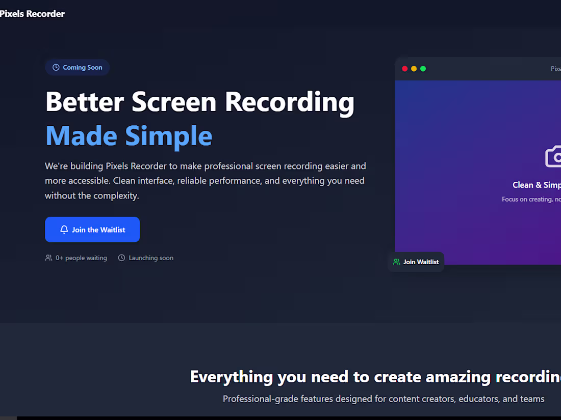 Cover image for Pixels Recorder - Professional Screen Recording