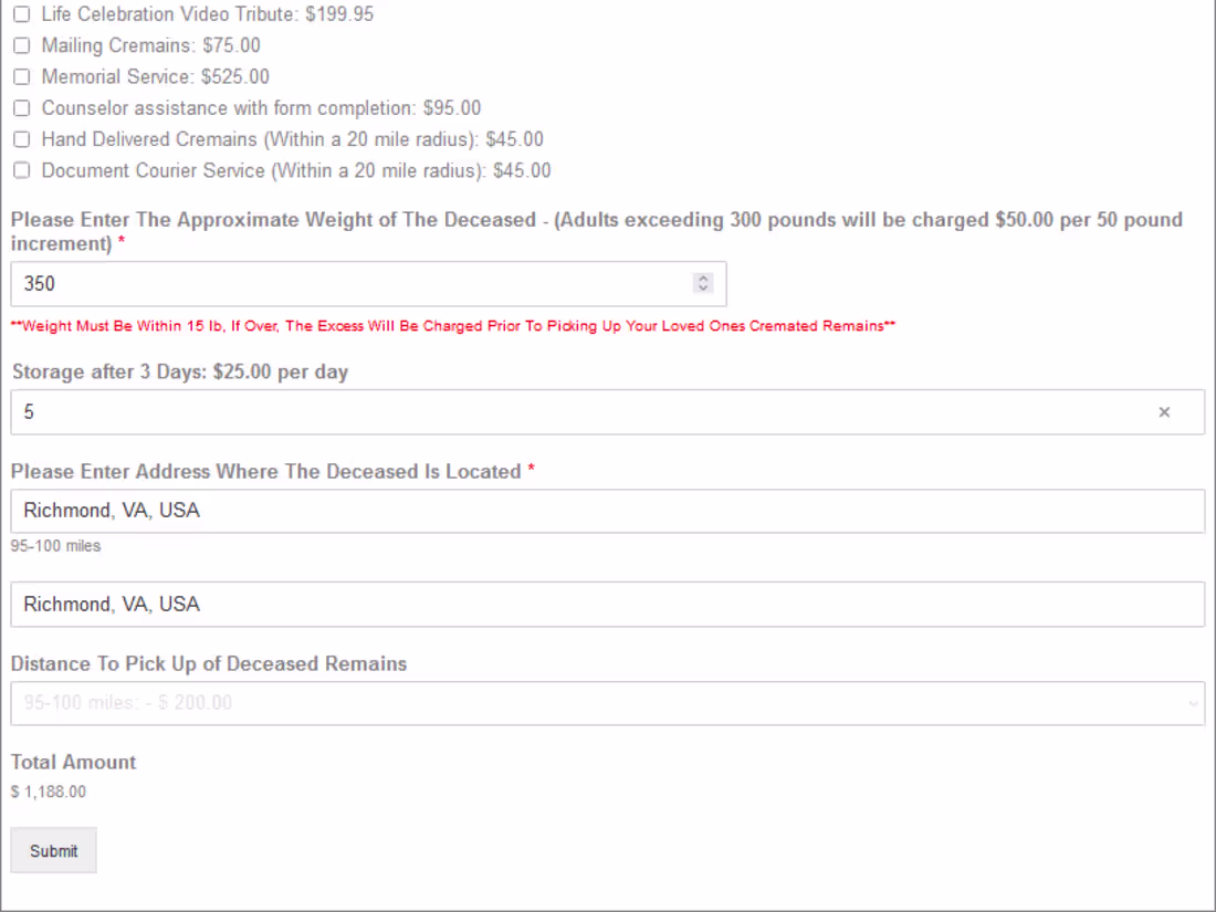 Cover image for Website update for cremation service