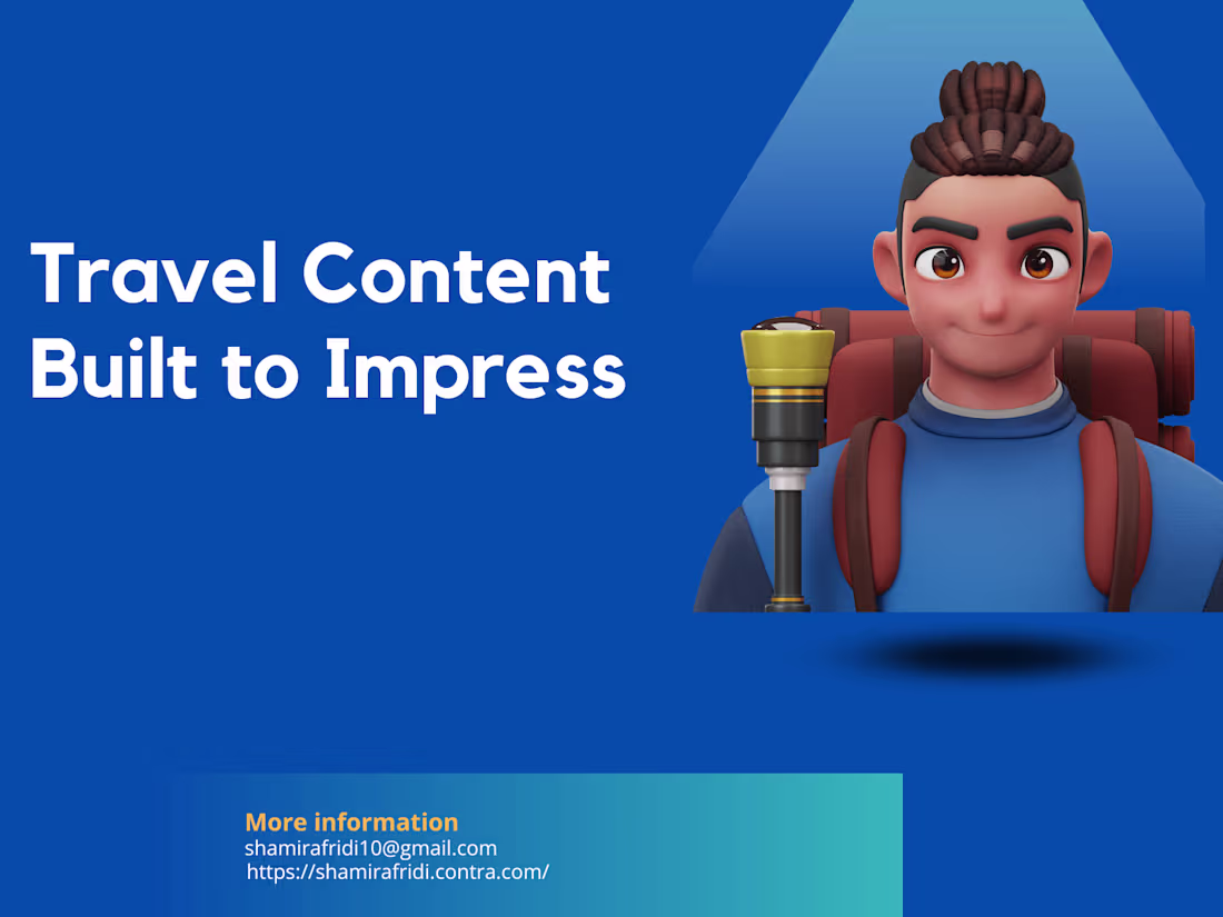 Cover image for  Medium-ready 3 Travel SEO Writing Samples.